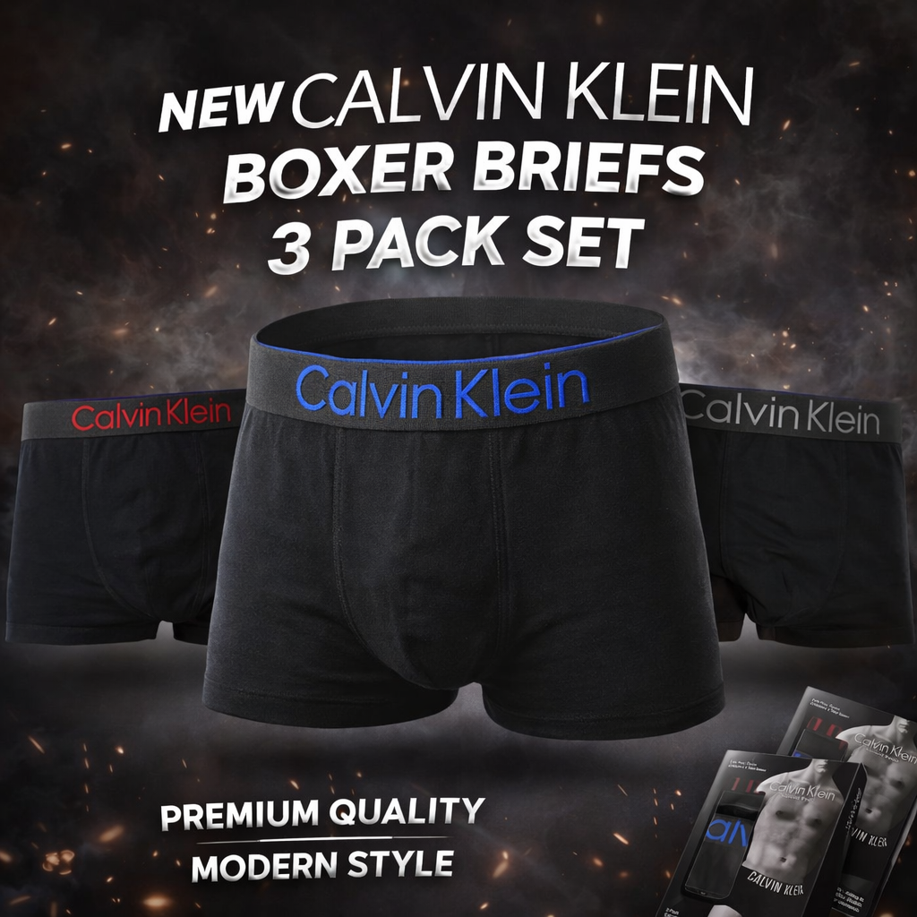 بوكسر Calvin Klein رجالي - عبوة 3 قطع - قطن فاخر