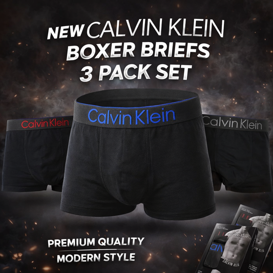 بوكسر Calvin Klein رجالي - عبوة 3 قطع - قطن فاخر