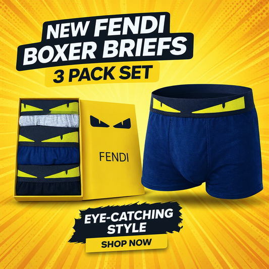 بوكسر Fendi رجالي - عبوة 3 قطع - قطن إيطالي فاخر