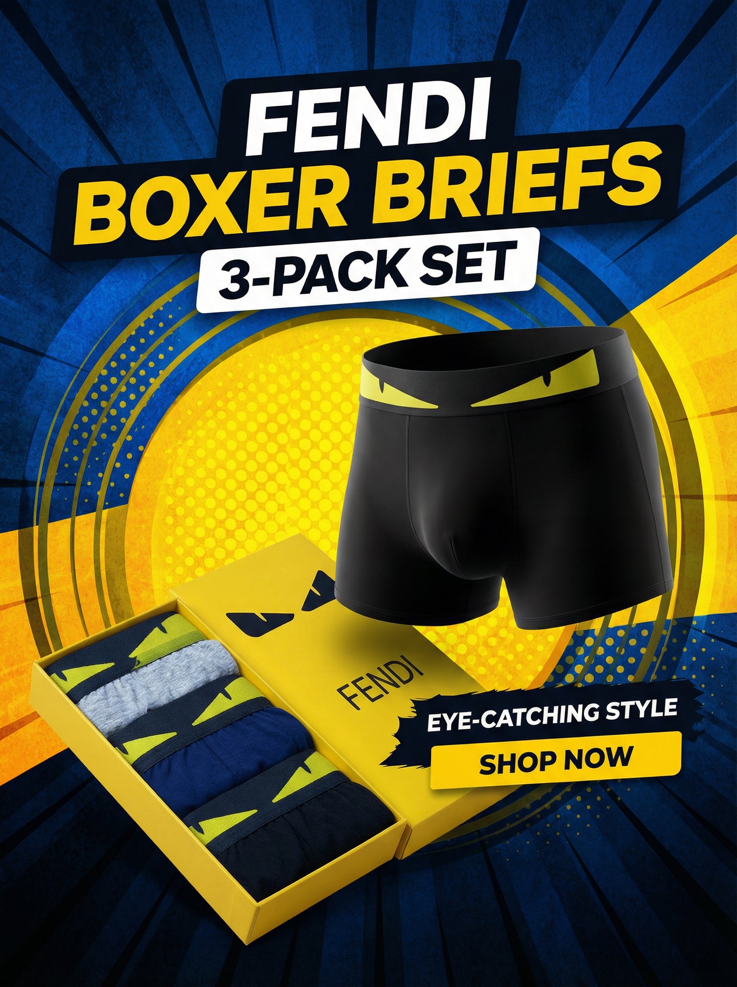 بوكسر Fendi رجالي - عبوة 3 قطع - قطن إيطالي فاخر